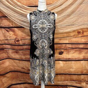 Tiana B. Womens Black/Gray Paisley Print Boho Sheath Dress Size 10